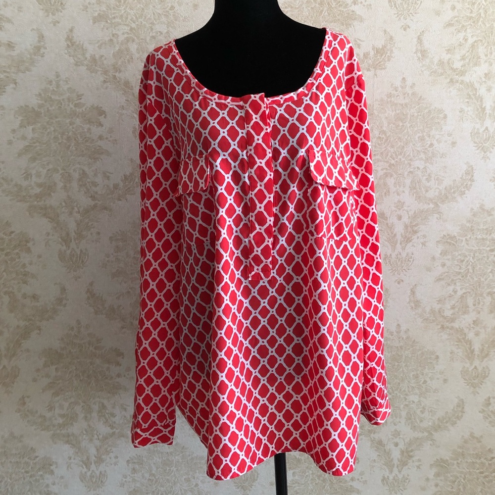 Stylish Red Geometric Women's Top